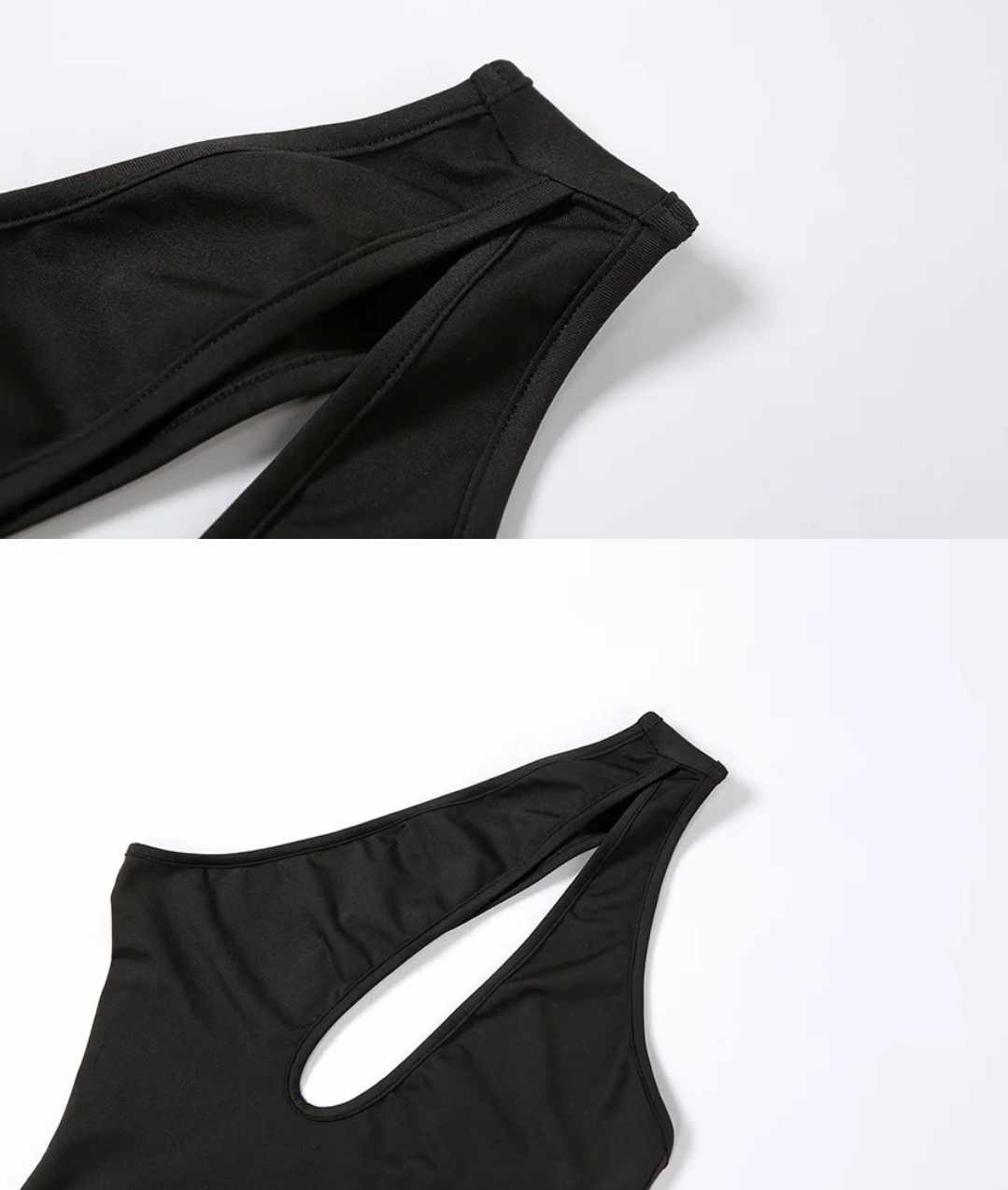 Damskie body czarne z wycięciem - obrazek 5