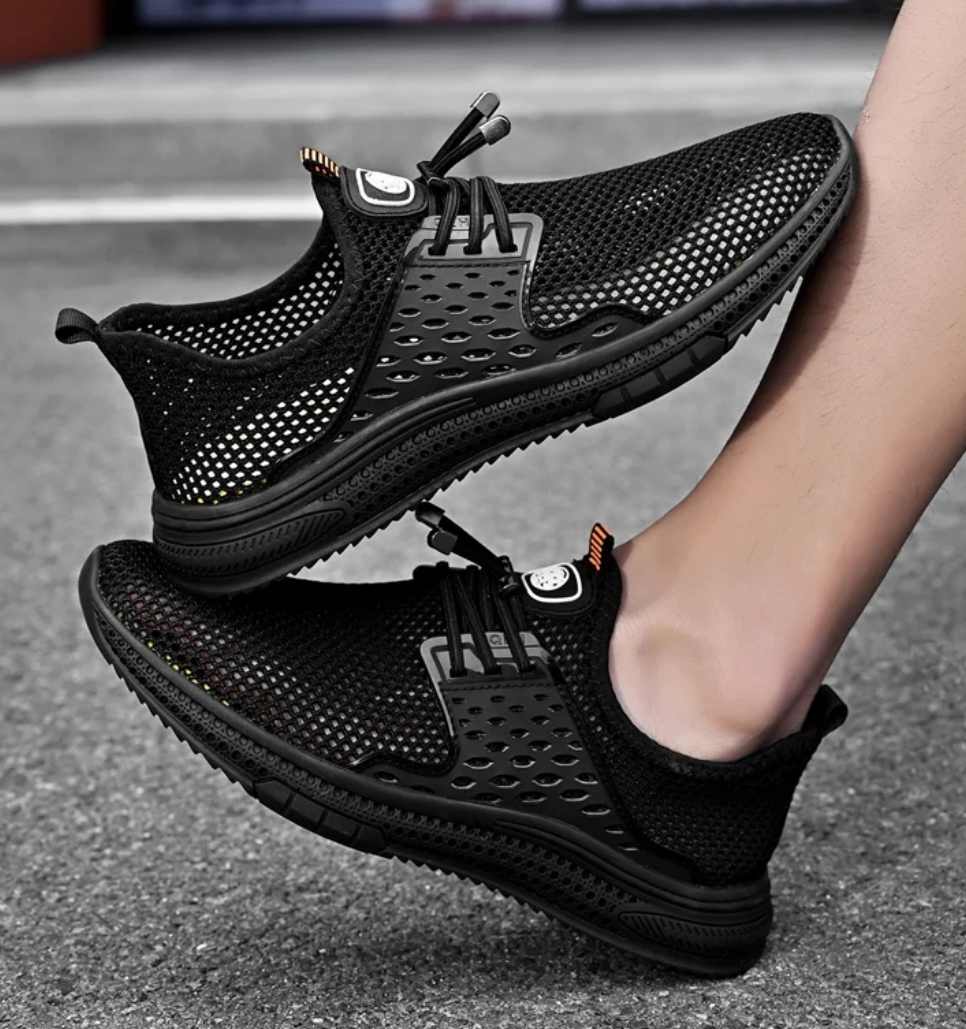 Męskie oddychające czarne buty siateczkowe - obrazek 5