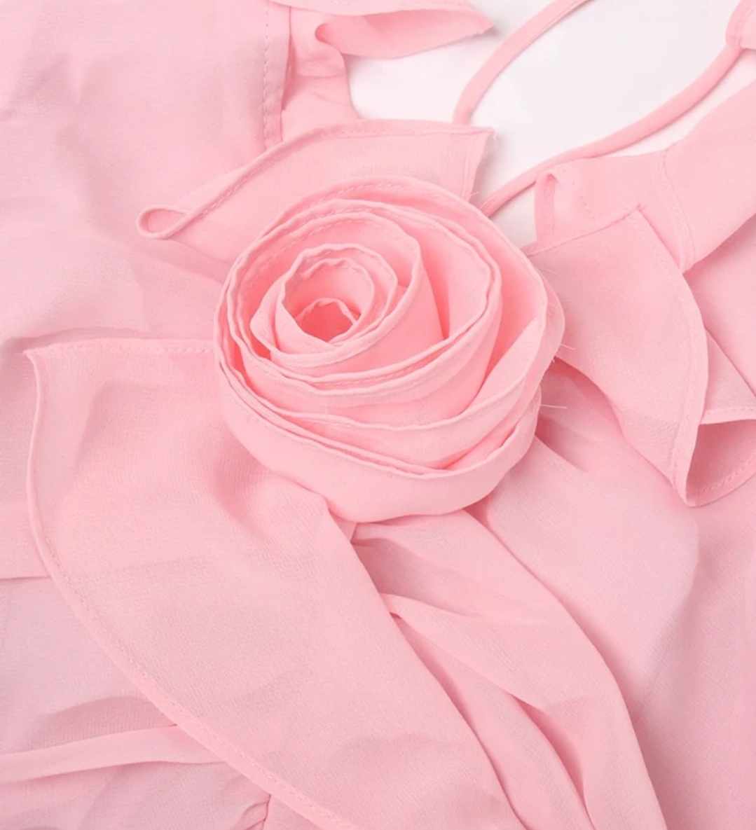 Sukienka różowa mini z marszczeniami XS - obrazek 4