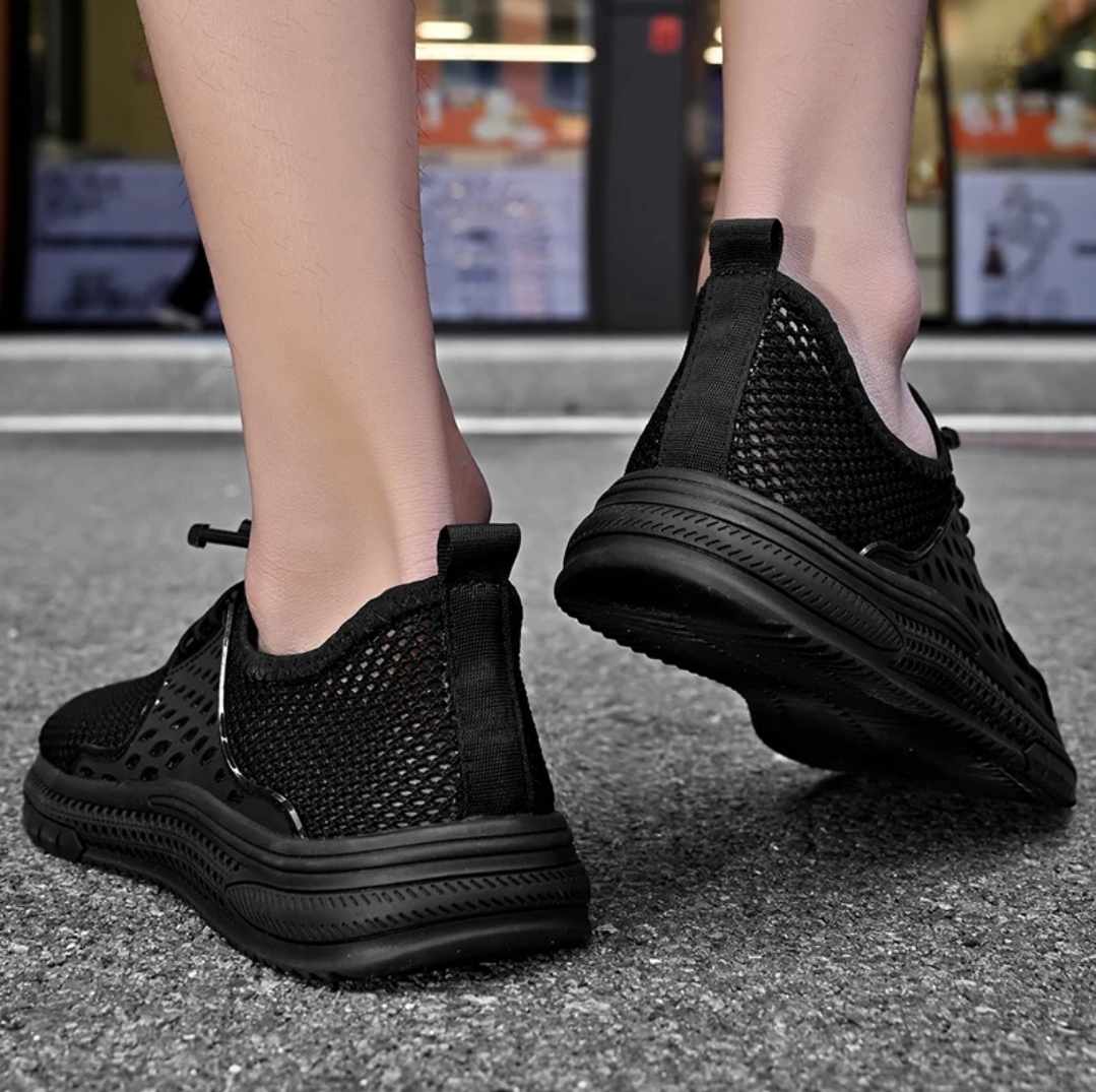 Męskie oddychające czarne buty siateczkowe - obrazek 7
