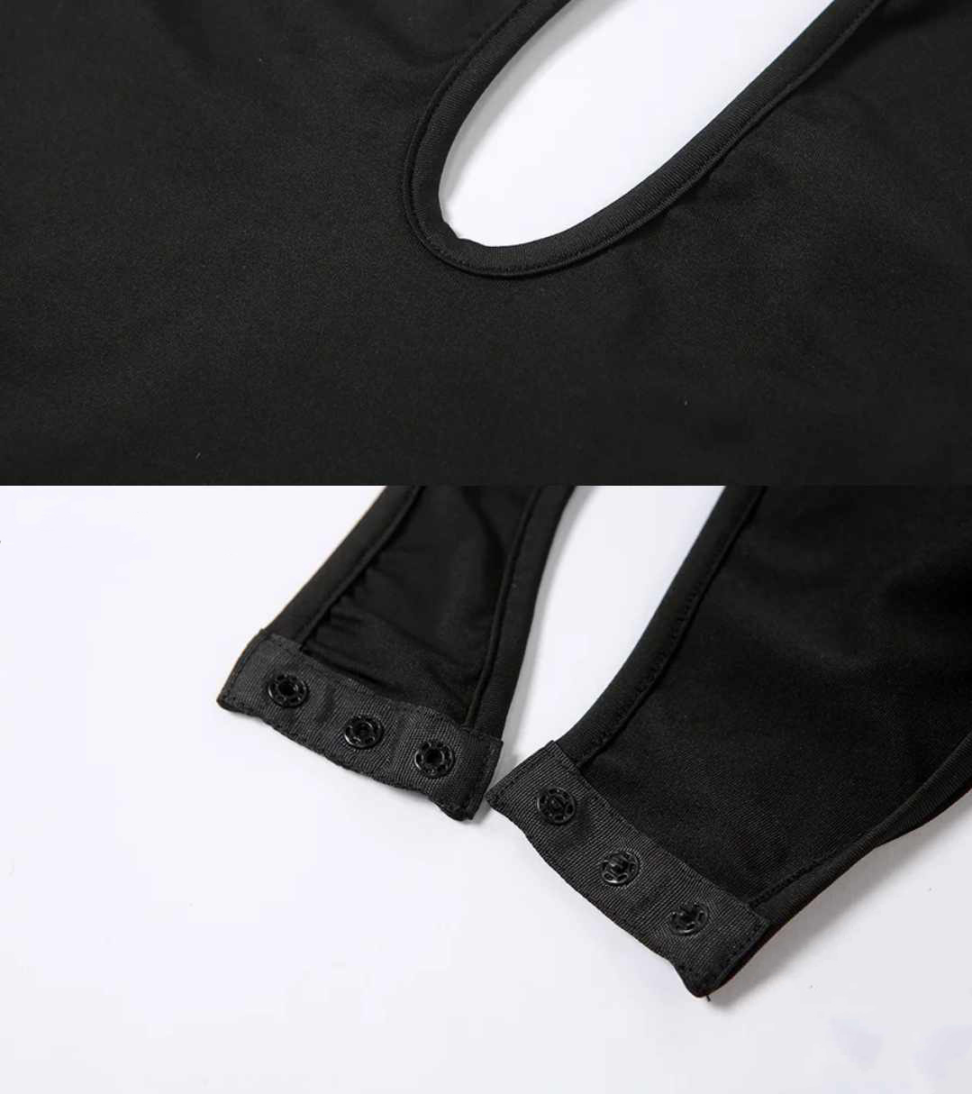 Damskie body czarne z wycięciem - obrazek 6