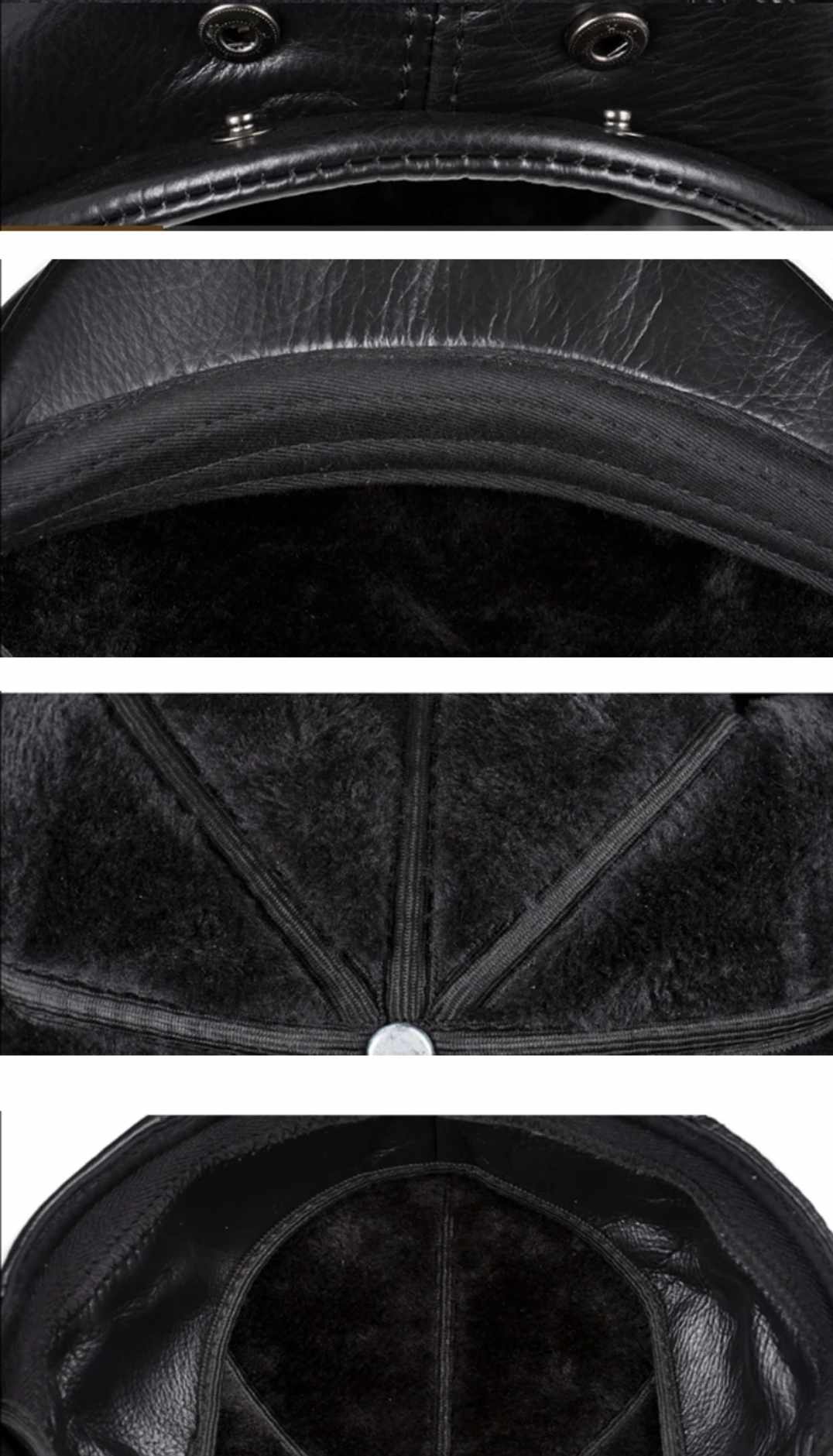 Ocieplana czapka z daszkiem czarna z nausznikami - obrazek 8