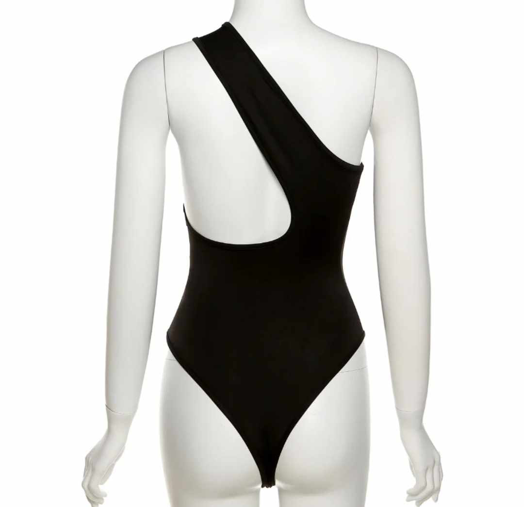 Damskie body czarne z wycięciem - obrazek 4