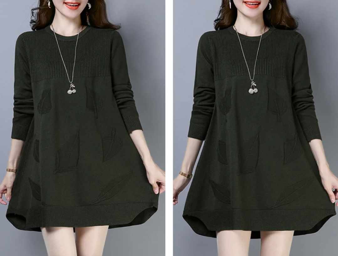 Zielony długi sweter/tunika rozmiar S - obrazek 4