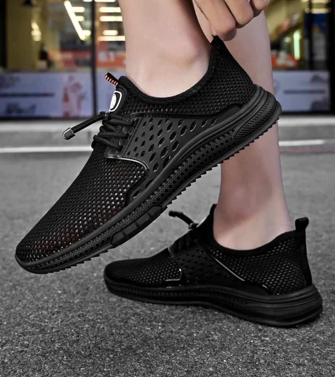 Męskie oddychające czarne buty siateczkowe - obrazek 6