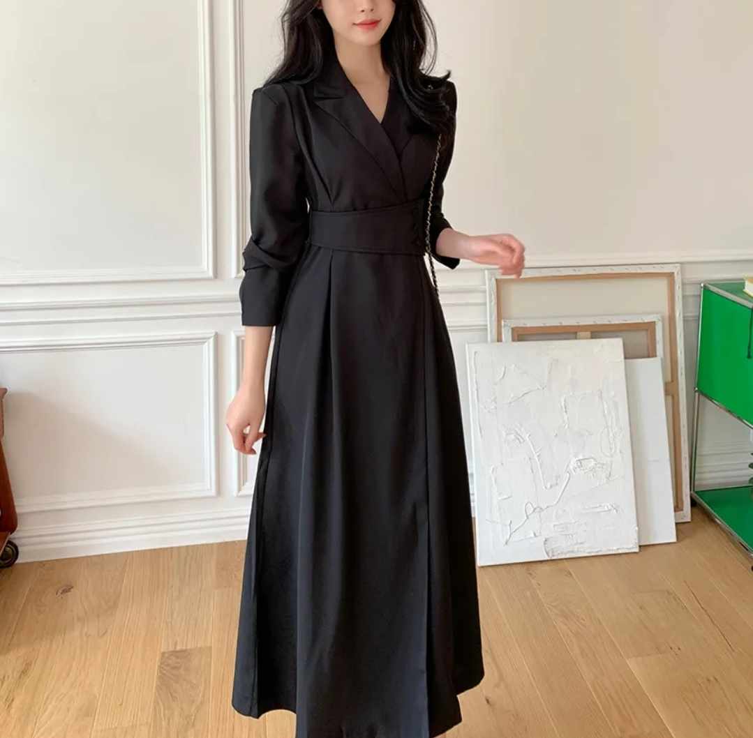 Sukienka typu trencz midi z długim rękawem S - obrazek 2