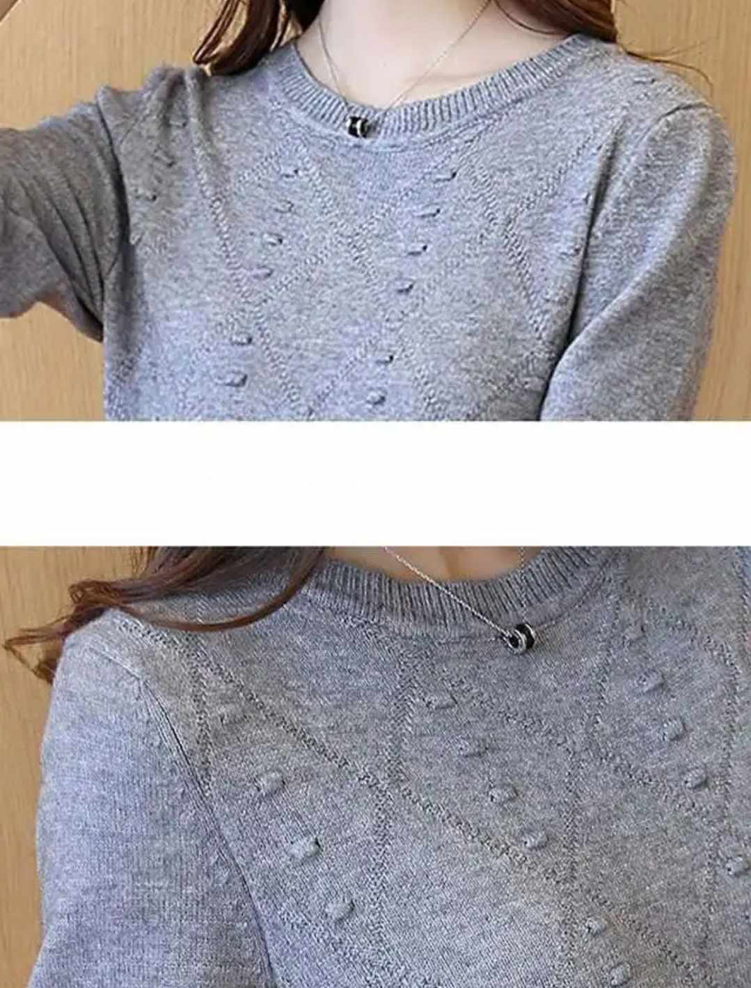 Zielony długi sweter bordowy rozmiar S/M - obrazek 4