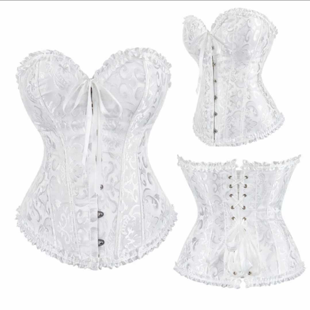 Biały wzorzysty gorset rozmiar XS - obrazek 4