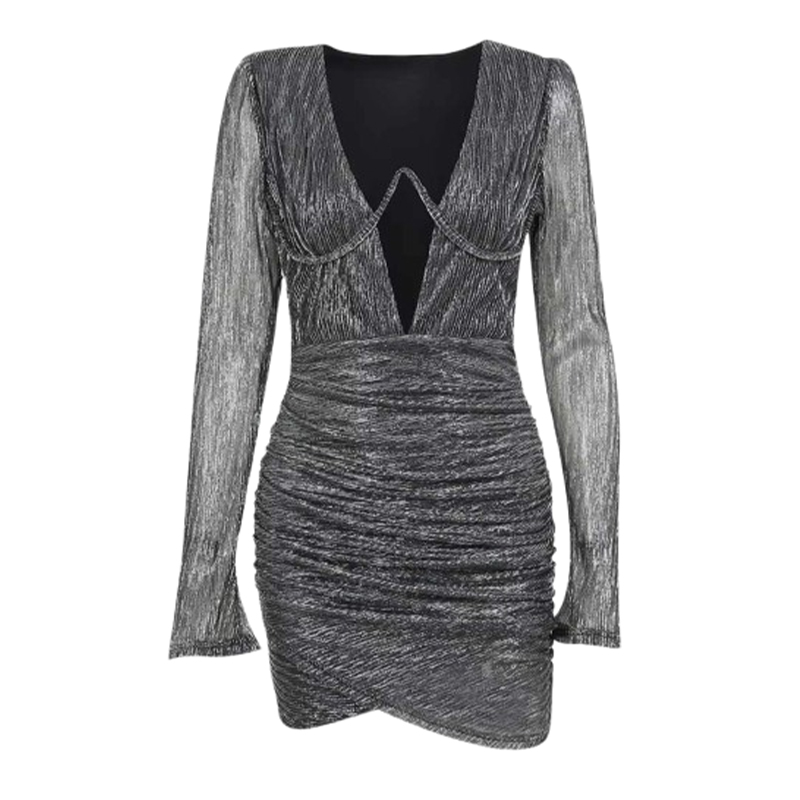 Stylowa sukienka mini z długim rękawem S/M