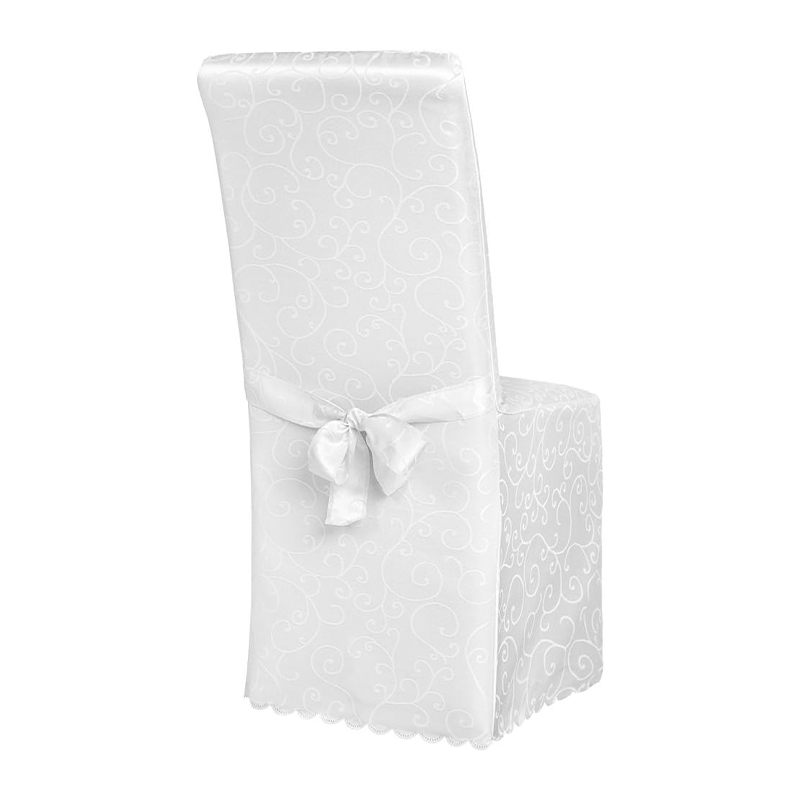 Biały bankietowy Pokrowiec wzorzysty na krzesło