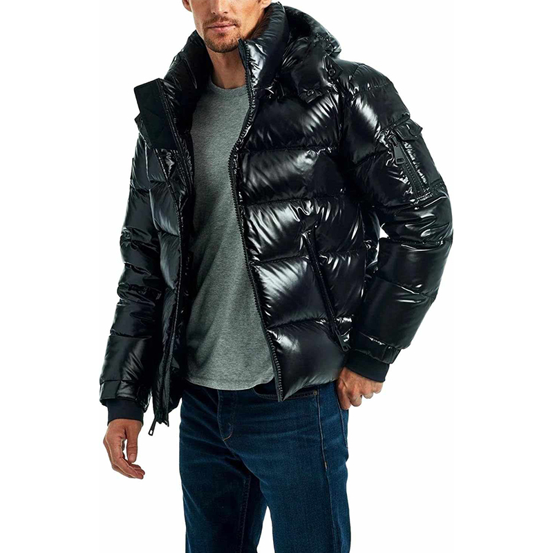 Męska puchowa kurtka z odpinanym kapturem - obrazek 2