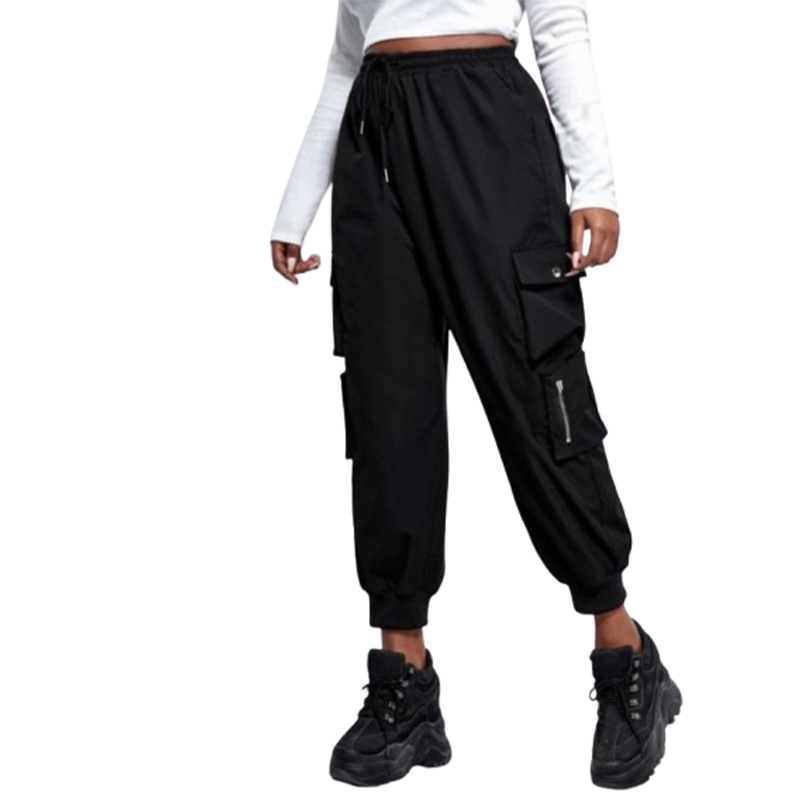 Ocieplane czarne joggery z kieszeniami L - obrazek 3