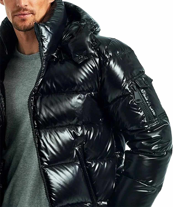 Męska puchowa kurtka z odpinanym kapturem - obrazek 4