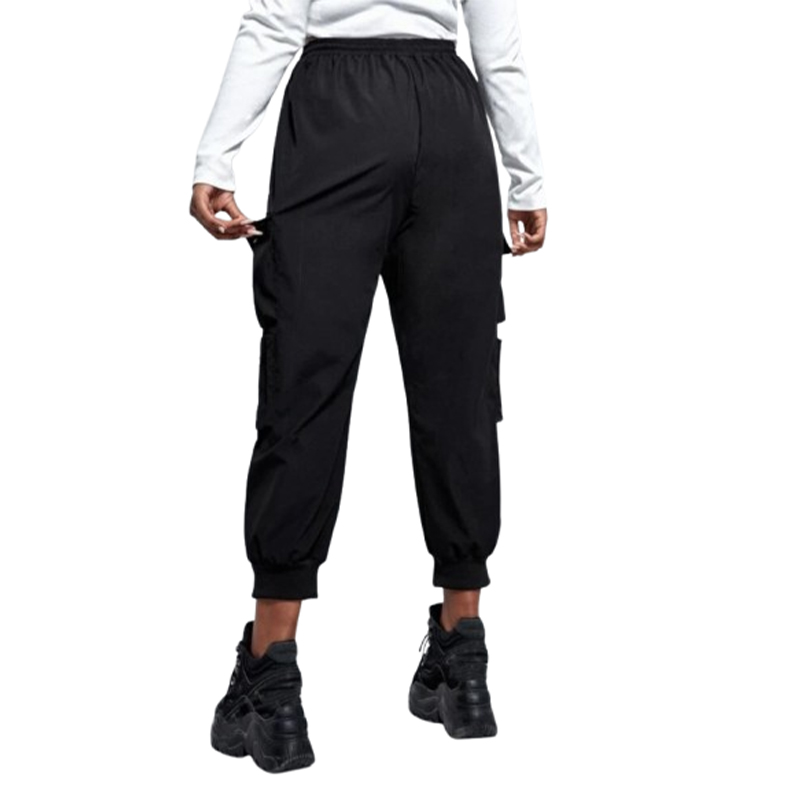 Ocieplane czarne joggery z kieszeniami L - obrazek 4