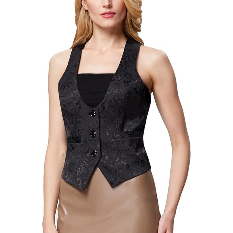 Damska wzorzysta kamizelka czarna rozmiar M - obrazek 7