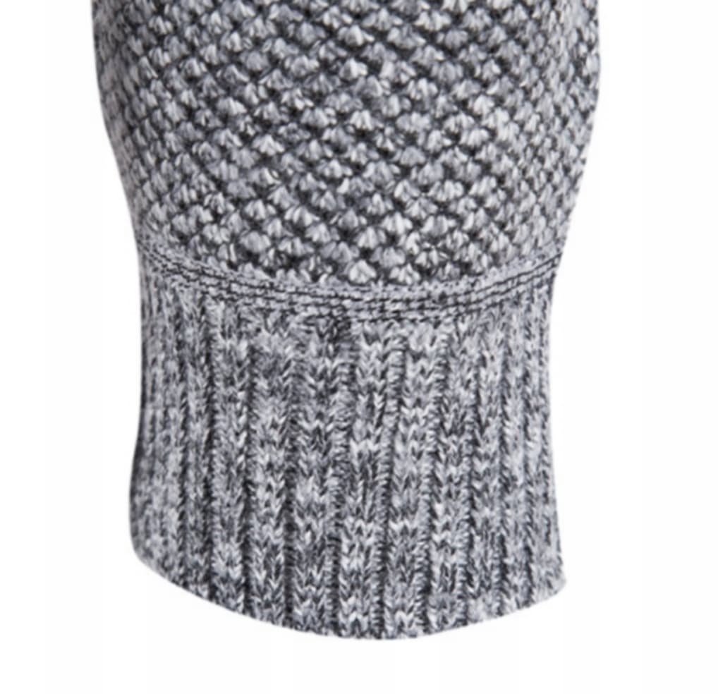 Męski dzianinowy sweter ocieplany ze stójką - obrazek 4