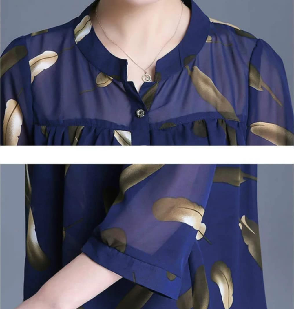 Granatowa bluzka szyfonowa rozmiar M - obrazek 4