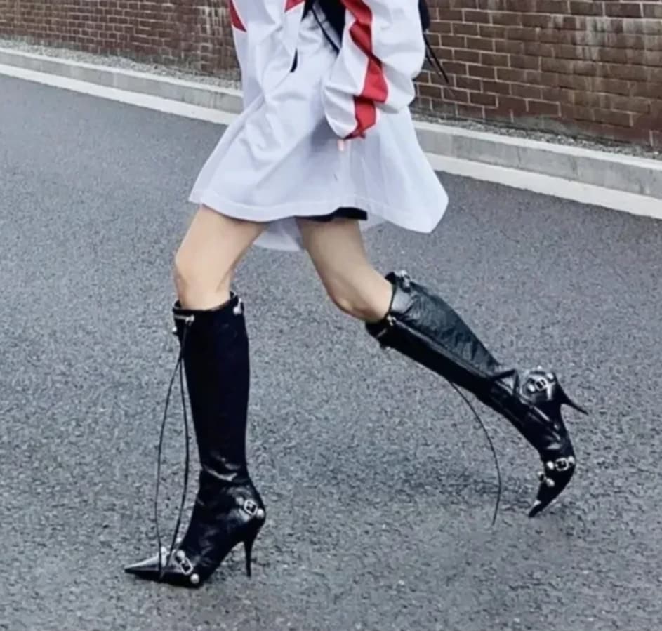 Czarne kozaki na szpilce do kolana r.38 - obrazek 6